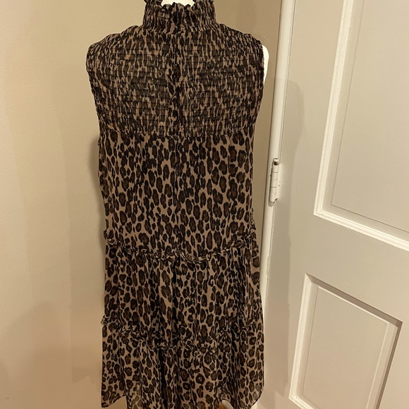Leopard Dress Halter Ruffle Animal Print Just Taylor Size M Tiered Lined Brown - Picture 4 of 4